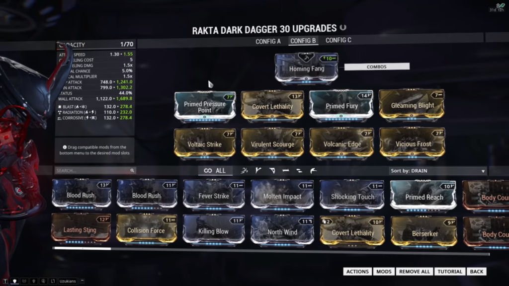 Rakta Dark Dagger Build Warframe Blog