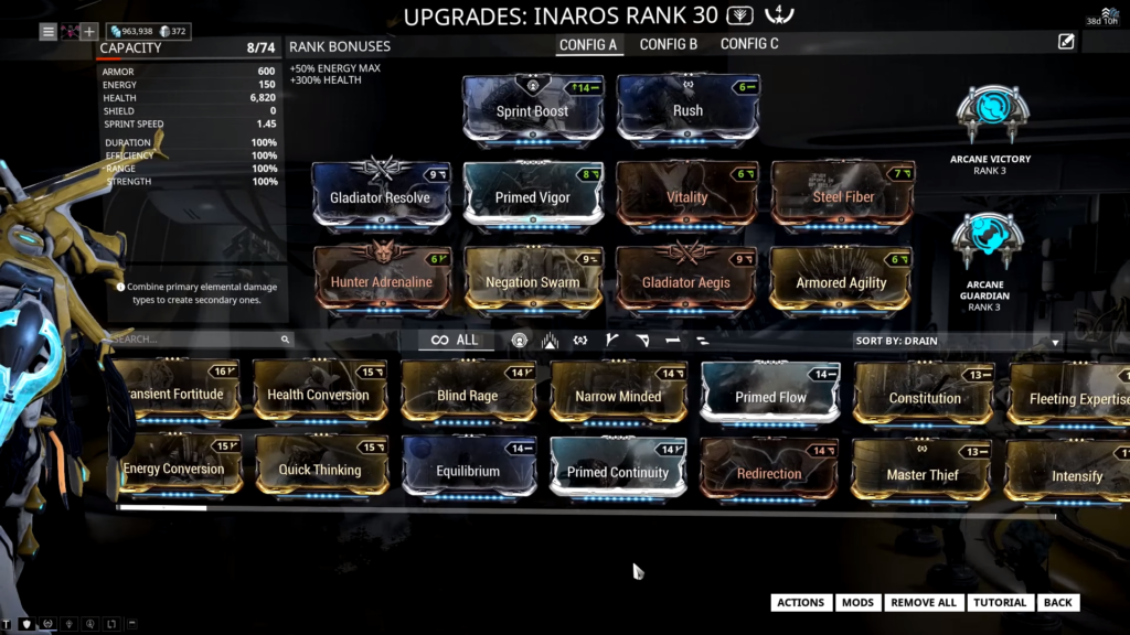 Each Warframe now has two arcane slots